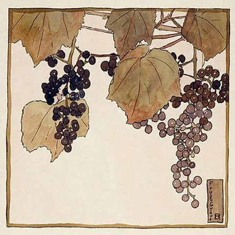 Frost Grape Gold Ornate Wood Framed Art Print with Double Matting by Overbeck, Hannah Borger