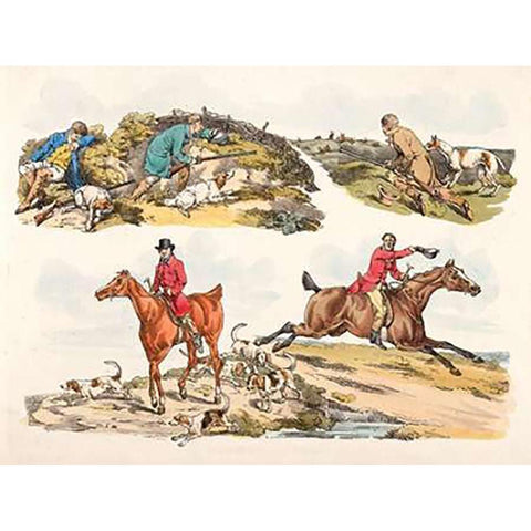Hare Hunting, 1817 Gold Ornate Wood Framed Art Print with Double Matting by Alken, Henry Thomas
