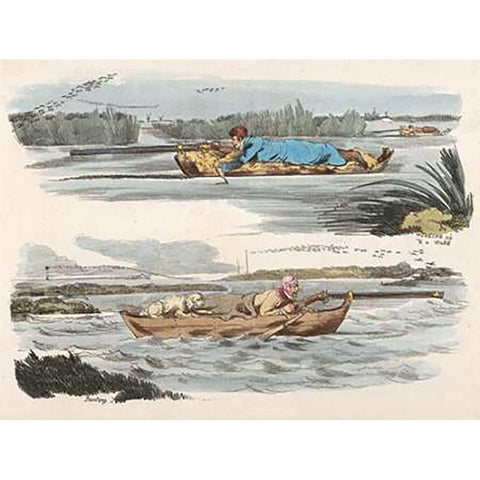 Fowling Working Up To A Wake And Panting, 1817 Gold Ornate Wood Framed Art Print with Double Matting by Alken, Henry Thomas