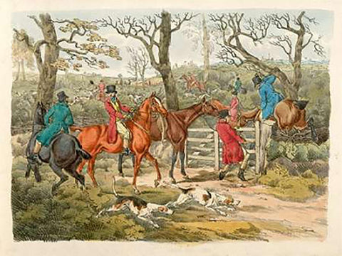Sportsmen Within An Enclosure, 1817 White Modern Wood Framed Art Print with Double Matting by Alken, Henry Thomas