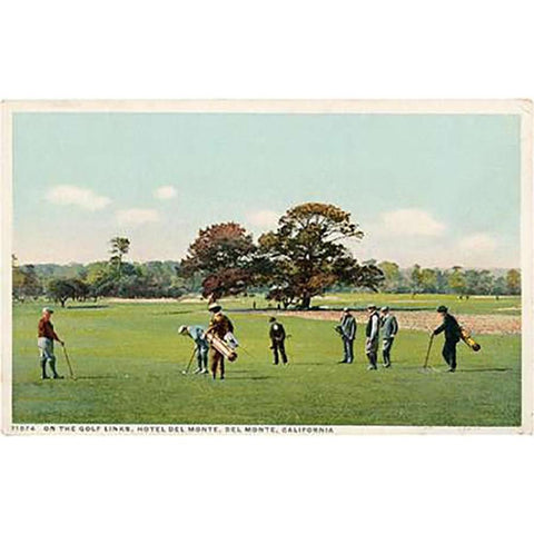 On The Golf Links Hotel Del Monte, Del Monte, Calif., 1898 Gold Ornate Wood Framed Art Print with Double Matting by Detroit Publishing Co.