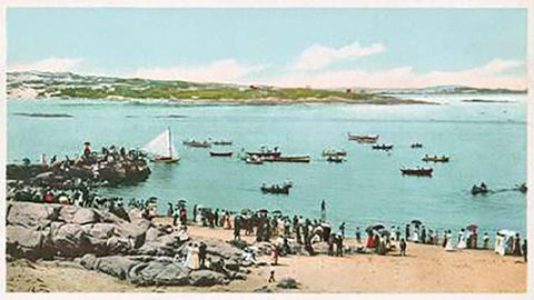 Water Sports At Annisquam, Glouchester, Mass., 1898 Black Ornate Wood Framed Art Print with Double Matting by Detroit Publishing Co.