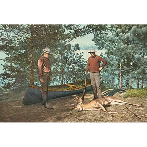Hunting, Adirondacks, N.Y., 1898 Black Modern Wood Framed Art Print by Detroit Publishing Co.