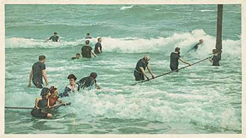 Surf Bathing, Palm Beach, Fla., 1898 Black Ornate Wood Framed Art Print with Double Matting by Detroit Publishing Co.