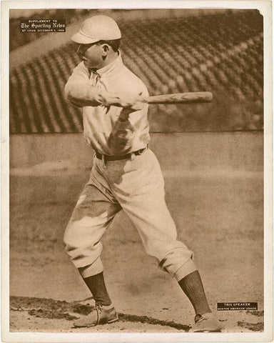 Tris Speaker, Boston American League, 1880 White Modern Wood Framed Art Print with Double Matting by Leopold Morse Goulston Baseball Collection,