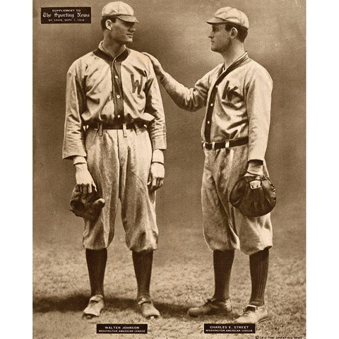 Walter Johnson And Charles E. Street, Washington American League, 1880 White Modern Wood Framed Art Print by Leopold Morse Goulston Baseball Collection,