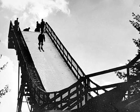 Ski Jump. Hanover, New Hampshire, 1936 White Modern Wood Framed Art Print with Double Matting by Rothstein, Arthur