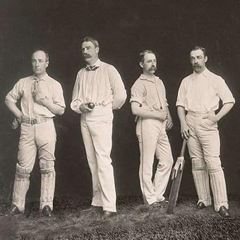 Cricket Players, Unidentified Group Of Four White Modern Wood Framed Art Print by A.G. Spalding Baseball Collection