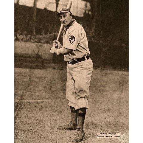 Honus Wagner, Pittsburg National League, 1880 Gold Ornate Wood Framed Art Print with Double Matting by Leopold Morse Goulston Baseball Collection,