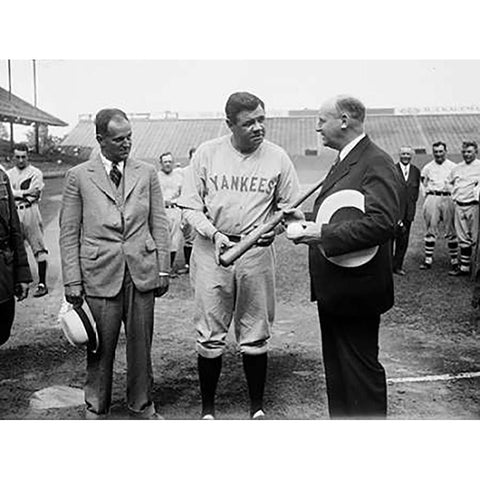 Babe Ruth, 1928 Black Modern Wood Framed Art Print by Harris and Ewing Collection