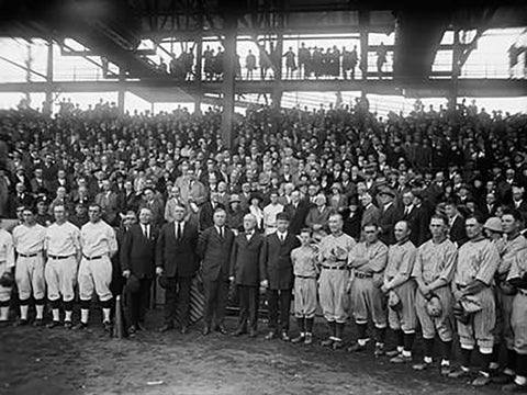 Washington Baseball - Teams and Spectators, 1924 White Modern Wood Framed Art Print with Double Matting by Harris and Ewing Collection