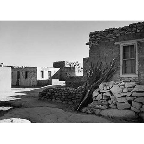 Street and Houses - Acoma Pueblo, New Mexico - National Parks and Monuments, ca. 1933-1942 Black Modern Wood Framed Art Print by Adams, Ansel