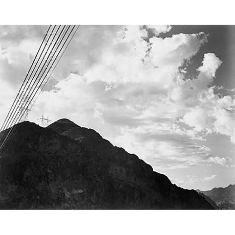 Looking Toward Sugarloaf Mountain With Boulder Dam Transmission Lines - National Parks and Monuments White Modern Wood Framed Art Print by Adams, Ansel