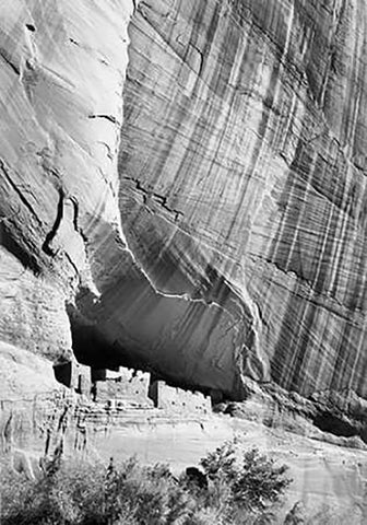 White House Ruin in Canyon de Chelly National Monument, Arizona, 1941 White Modern Wood Framed Art Print with Double Matting by Adams, Ansel