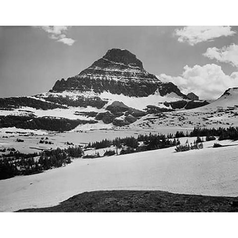 View from Logan Pass, Glacier National Park, Montana - National Parks and Monuments, 1941 Gold Ornate Wood Framed Art Print with Double Matting by Adams, Ansel