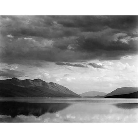 Evening, McDonald Lake, Glacier National Park, Montana - National Parks and Monuments, 1941 Gold Ornate Wood Framed Art Print with Double Matting by Adams, Ansel