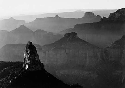 Grand Canyon National Park, Arizona - National Parks and Monuments, 1941 White Modern Wood Framed Art Print with Double Matting by Adams, Ansel