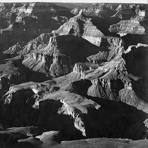 Grand Canyon National Park, Arizona - National Parks and Monuments, 1940 White Modern Wood Framed Art Print with Double Matting by Adams, Ansel