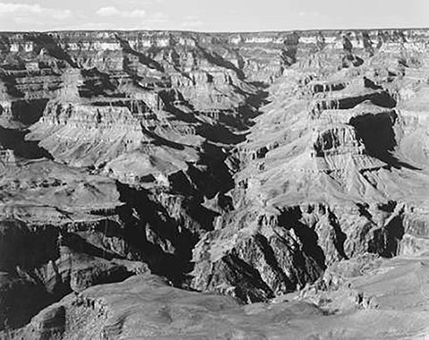 Grand Canyon from South Rim - National Parks and Monuments, 1940 White Modern Wood Framed Art Print with Double Matting by Adams, Ansel