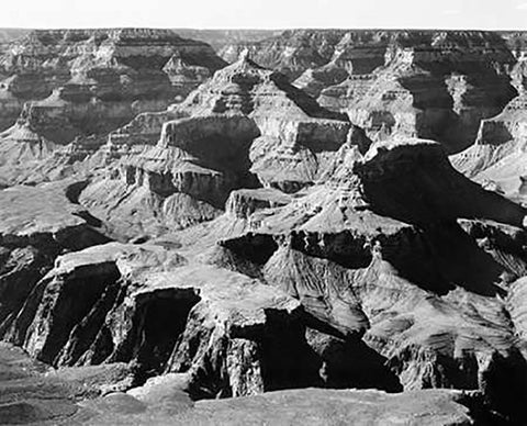 Grand Canyon National Park - National Parks and Monuments, Arizona, 1940 White Modern Wood Framed Art Print with Double Matting by Adams, Ansel