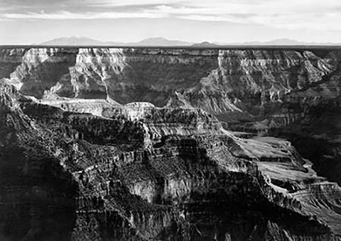 Grand Canyon National Park - National Parks and Monuments, Arizona, 1940 White Modern Wood Framed Art Print with Double Matting by Adams, Ansel