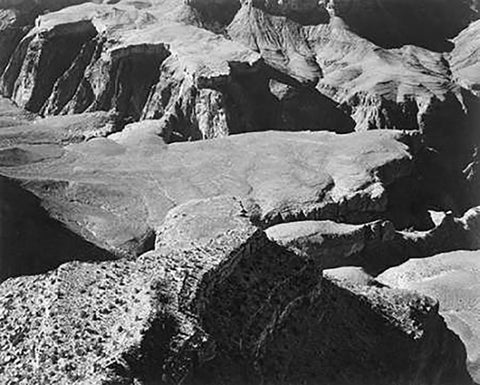 View from Yava Point, Grand Canyon National Park, Arizona - National Parks and Monuments, 1940 White Modern Wood Framed Art Print with Double Matting by Adams, Ansel