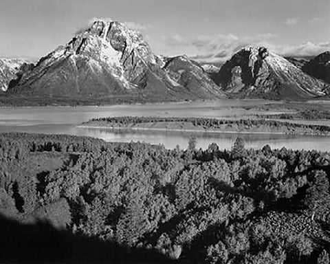 View toward Mount Moran, Grand Teton National Park, Wyoming, 1941 Black Ornate Wood Framed Art Print with Double Matting by Adams, Ansel