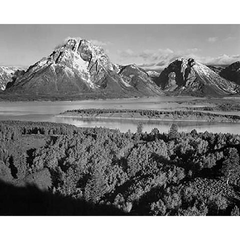 View toward Mount Moran, Grand Teton National Park, Wyoming, 1941 Black Modern Wood Framed Art Print with Double Matting by Adams, Ansel