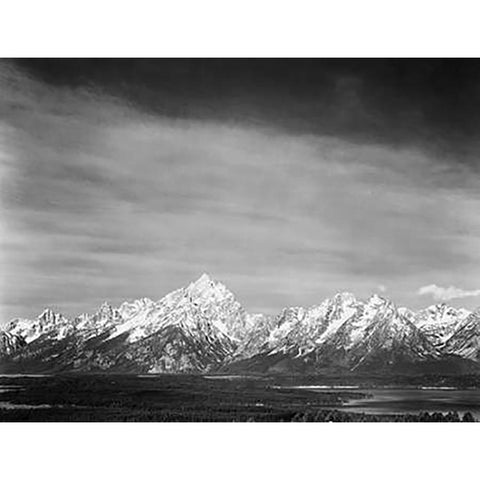 Tetons from Signal Mountain, Grand Teton National Park, Wyoming, 1941 Black Modern Wood Framed Art Print with Double Matting by Adams, Ansel