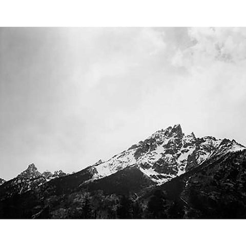 Snow covered peak in Grand Teton National Park, Wyoming, 1941 White Modern Wood Framed Art Print by Adams, Ansel