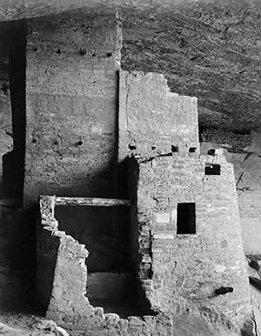 Close-up, Cliff Palace, Mesa Verde National Park, Colorado, 1941 Black Ornate Wood Framed Art Print with Double Matting by Adams, Ansel