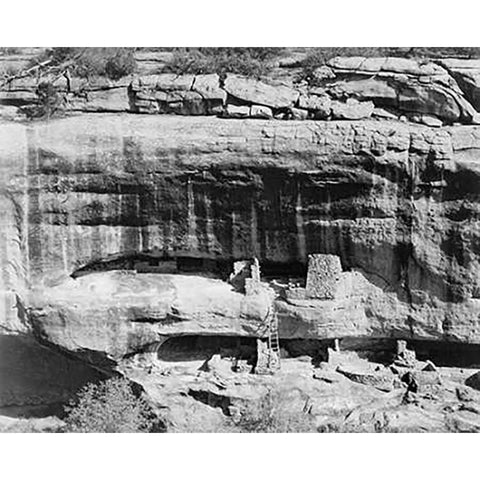 Cliff dwellings, Mesa Verde National Park, Colorado, 1941 Gold Ornate Wood Framed Art Print with Double Matting by Adams, Ansel