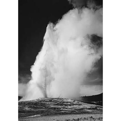 Photograph of Old Faithful Geyser Erupting in Yellowstone National Park, ca. 1941-1942 Black Modern Wood Framed Art Print with Double Matting by Adams, Ansel