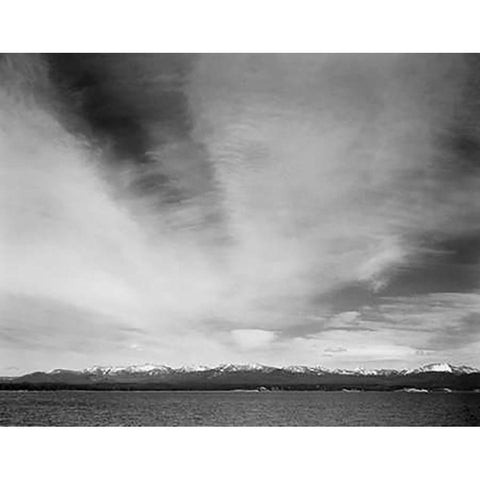 Wider strip of mountains, Yellowstone Lake, Yellowstone National Park, Wyoming, ca. 1941-1942 Gold Ornate Wood Framed Art Print with Double Matting by Adams, Ansel