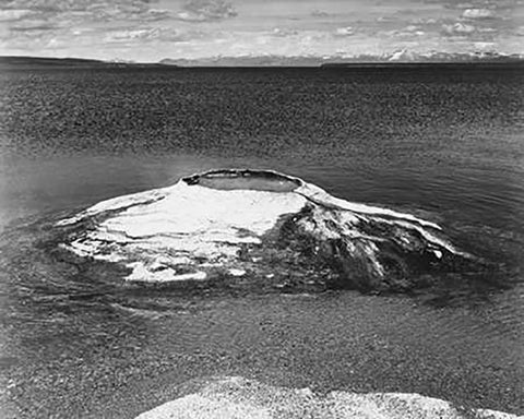 The Fishing Cone - Yellowstone Lake, Yellowstone National Park, Wyoming, ca. 1941-1942 White Modern Wood Framed Art Print with Double Matting by Adams, Ansel