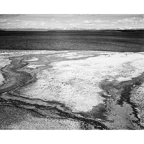 Yellowstone Lake - Hot Springs Overflow, Yellowstone National Park, Wyoming, ca. 1941-1942 Gold Ornate Wood Framed Art Print with Double Matting by Adams, Ansel