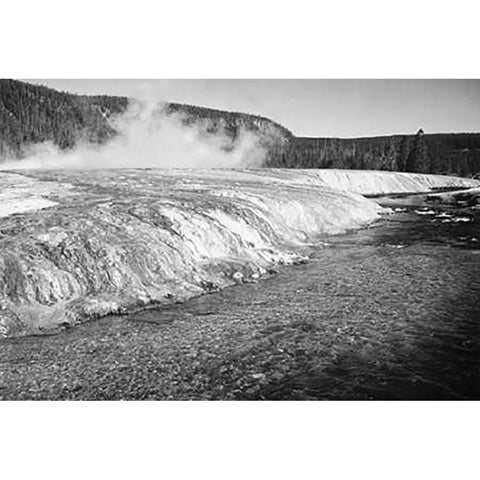 Firehold River, Yellowstone National Park, Wyoming, ca. 1941-1942 White Modern Wood Framed Art Print by Adams, Ansel