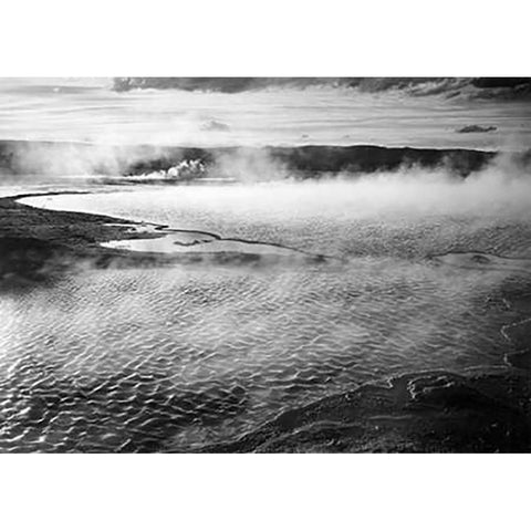 Surface of water presents a different texture in Fountain Geyser Pool, Yellowstone National Park, Wy White Modern Wood Framed Art Print by Adams, Ansel