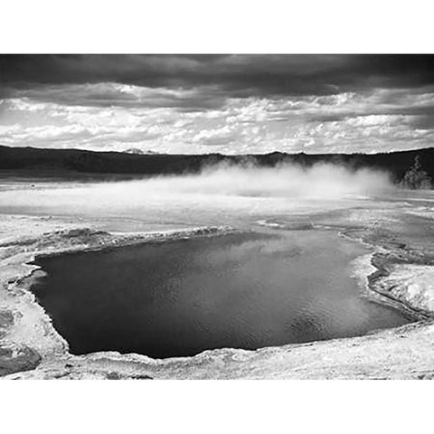 Fountain Geyser Pool, Yellowstone National Park, Wyoming, ca. 1941-1942 White Modern Wood Framed Art Print by Adams, Ansel