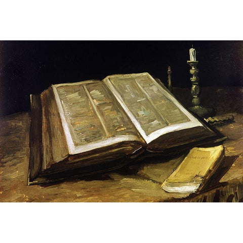 Custom Crop - The Bible: Still Life White Modern Wood Framed Art Print by Van Gogh, Vincent