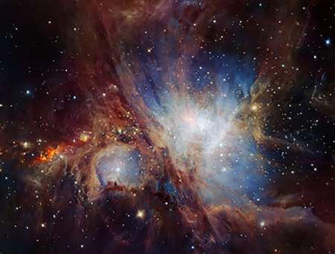 Deep infrared view of the Orion Nebula from HAWK-I Black Ornate Wood Framed Art Print with Double Matting by Drass, H.