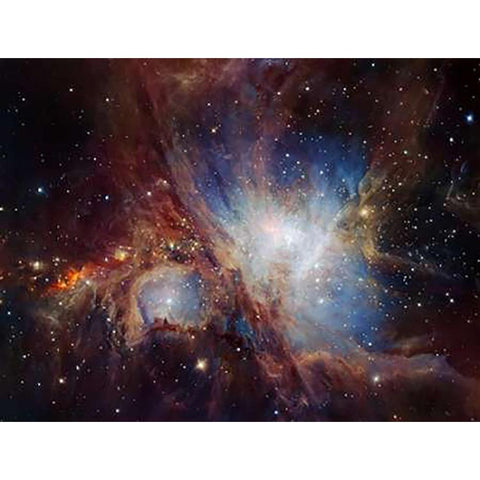 Deep infrared view of the Orion Nebula from HAWK-I Gold Ornate Wood Framed Art Print with Double Matting by Drass, H.