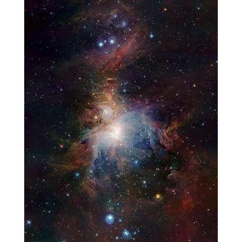 VISTAs infrared view of the Orion Nebula White Modern Wood Framed Art Print by Emerson, J.