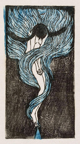 Meloncholy Black Ornate Wood Framed Art Print with Double Matting by Kiyokichi, Tanaka