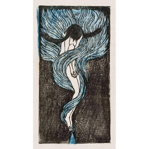 Meloncholy Black Modern Wood Framed Art Print with Double Matting by Kiyokichi, Tanaka