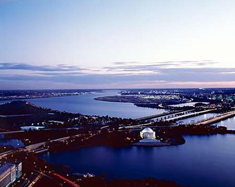 Jefferson Memorial taken from an open window in the Washington Monument, Washington, D.C. White Modern Wood Framed Art Print with Double Matting by Highsmith, Carol