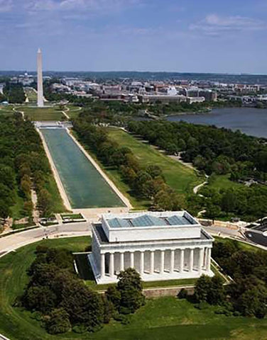 National Mall, Lincoln Memorial and Washington Monument, Washington D.C. Black Ornate Wood Framed Art Print with Double Matting by Highsmith, Carol