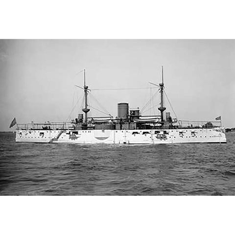 USS Texas, 1895 Black Modern Wood Framed Art Print by Hart, Edward