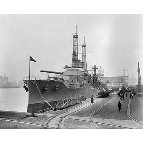 Battleship Texas in the Shipyard, ca. 1911 Black Modern Wood Framed Art Print with Double Matting by Bain News Svc.