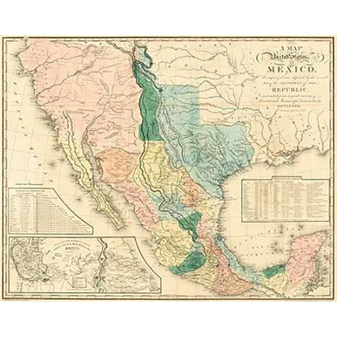 A map of the United States of Mexico : as organized and defined by the several acts of the Congress  White Modern Wood Framed Art Print by Tanner, Henry Schenck